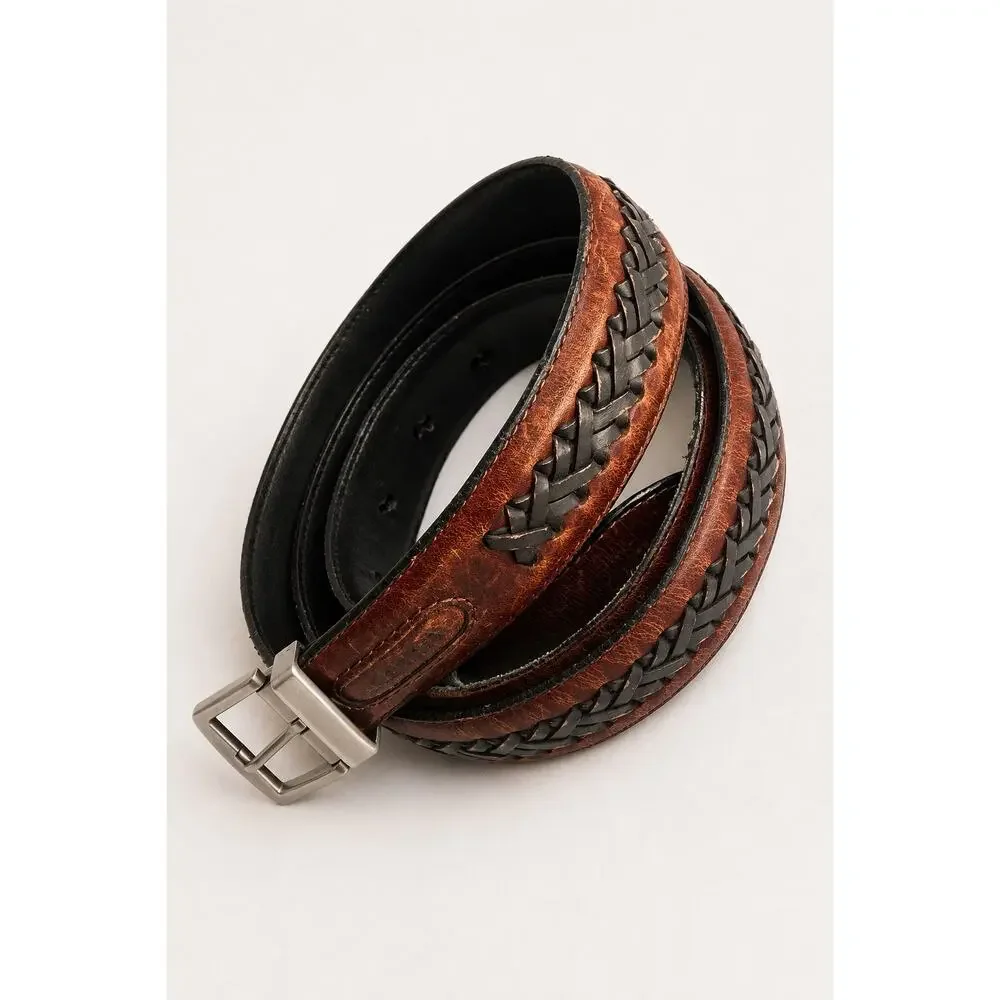 Columbia Genuine Leather Braided Belt – Brown/Black Size 40